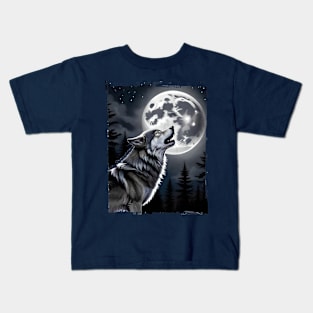 The howling wolf Kids T-Shirt